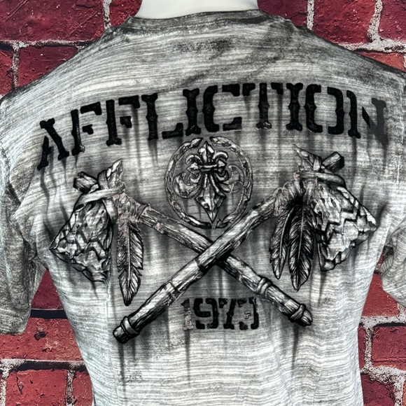 Affliction Men's Short Sleeve Graphic T-shirt -Gray / Black -Various Sizes- NWT - Picture 9 of 11